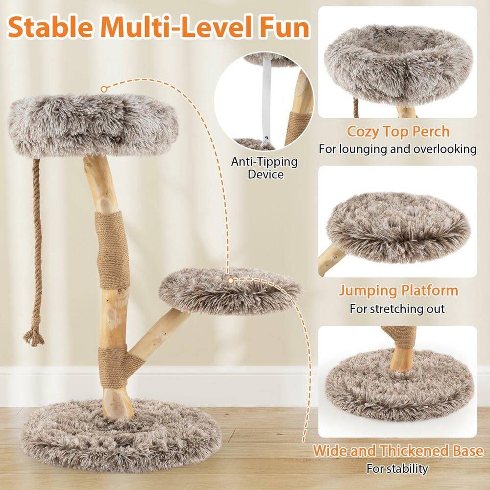 Stable Multi-Level Fun  
Cozy Top Perch  
For lounging and overlooking  
Anti-Tipping Device  
Jumping Platform  
For stretching out  
Wide and Thickened Base  
For stability