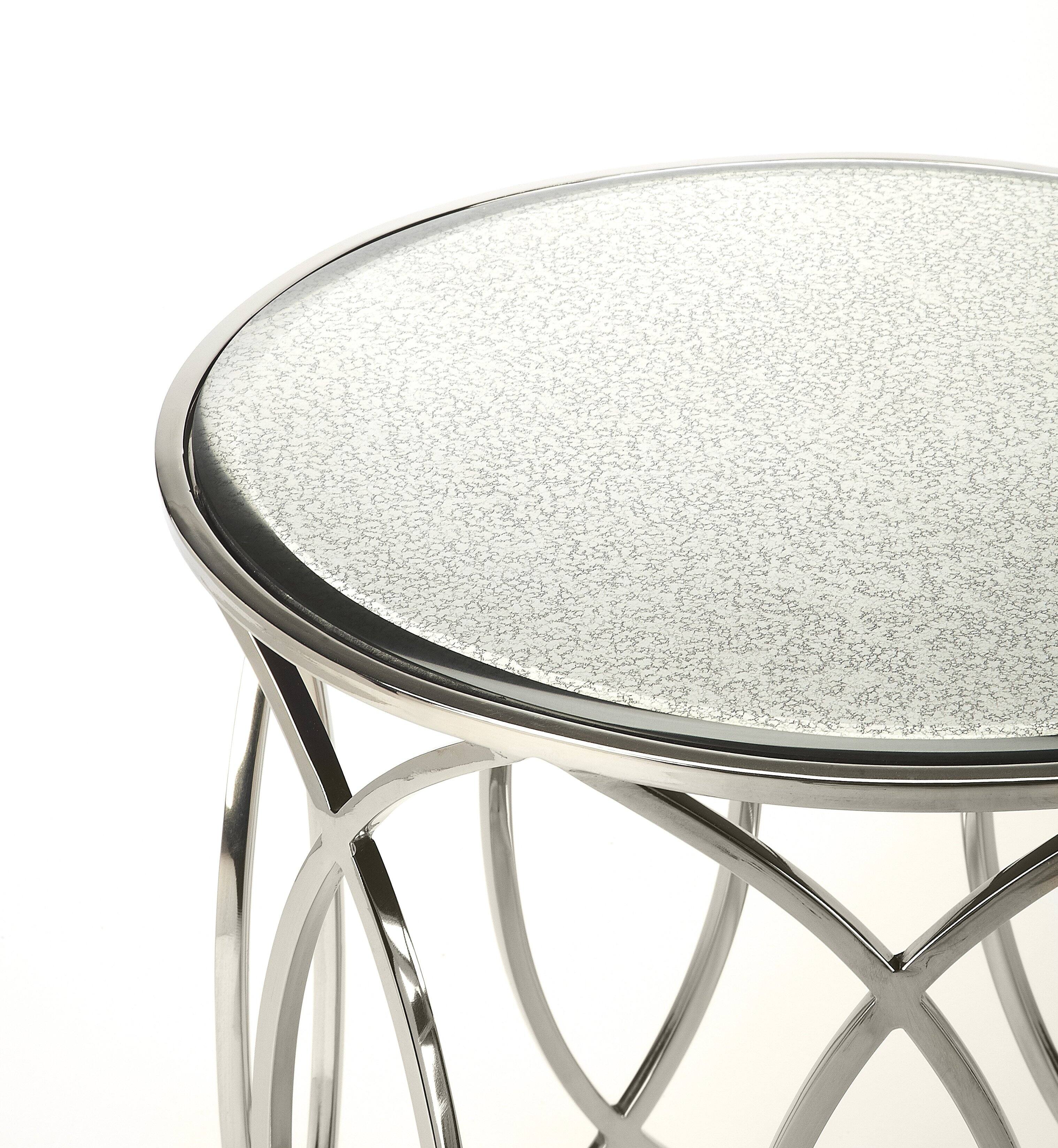 Alt View 2. Butler Specialty - Desiree 18 in. W Round Antique Mirror and Metal End Table - Silver.
