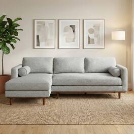 Simpli Home - Morrison Mid Century Left Sectional 102 inch Wide Sofa Sectional in Mist Grey Tightly Woven Performance Fabric - Mist Grey