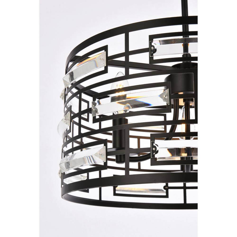Alt View 3. Elegant Lighting - Kennedy 16.5 inch pendant in black - Black.