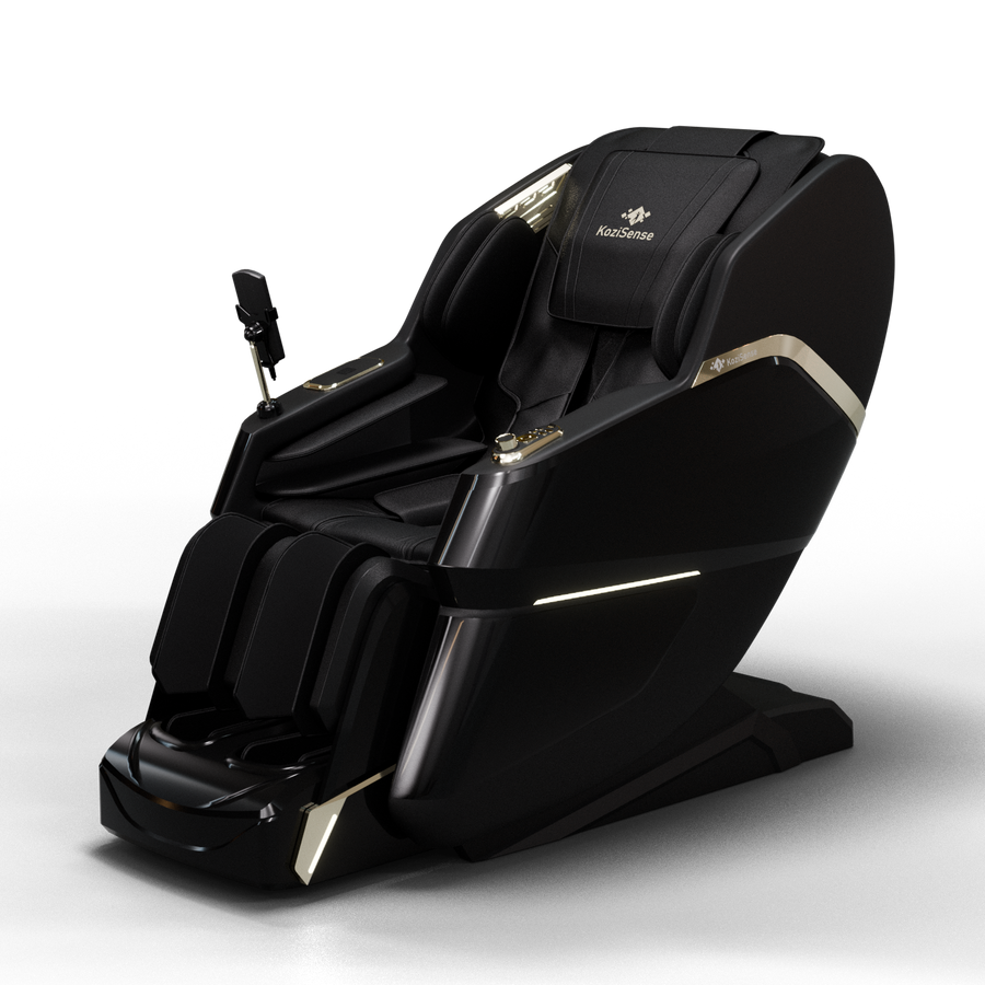 KoziSense - KZ-605 4D Massage Chair,Deep Zero Gravity,Thai Stretch,Auto Extension Legrest,Back and Front Heat,FREE Inside Delivery - Black