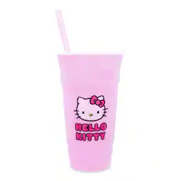 Silver Buffalo - Sanrio Hello Kitty Plastic Tumbler With Lid and Straw | Holds 32 Ounces - Pink