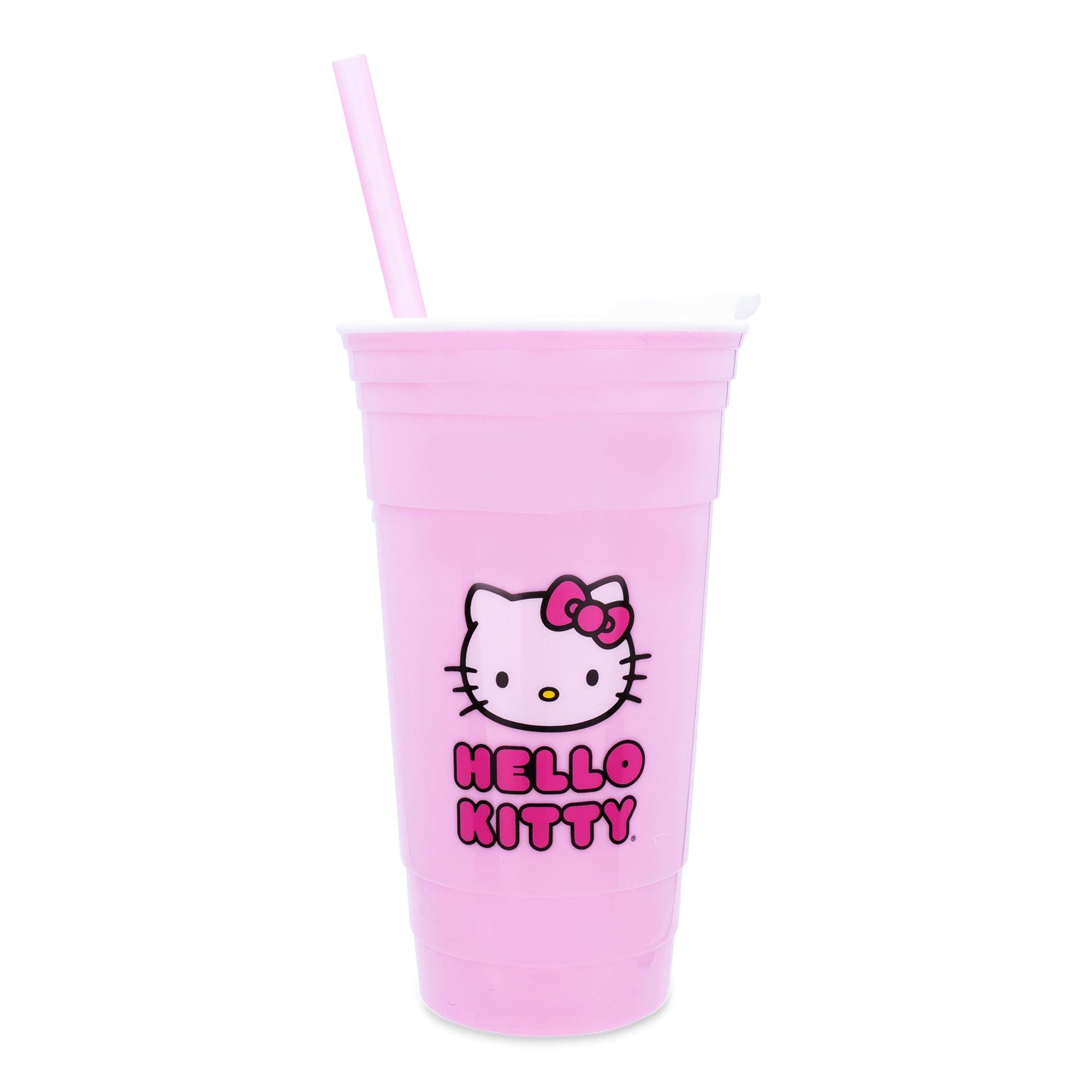 Silver Buffalo - Sanrio Hello Kitty Plastic Tumbler With Lid and Straw | Holds 32 Ounces - Pink