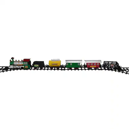 Front. Northlight - Animated Christmas Classic Model Train Set with Sound - Black and Green - 18-Piece - Black.