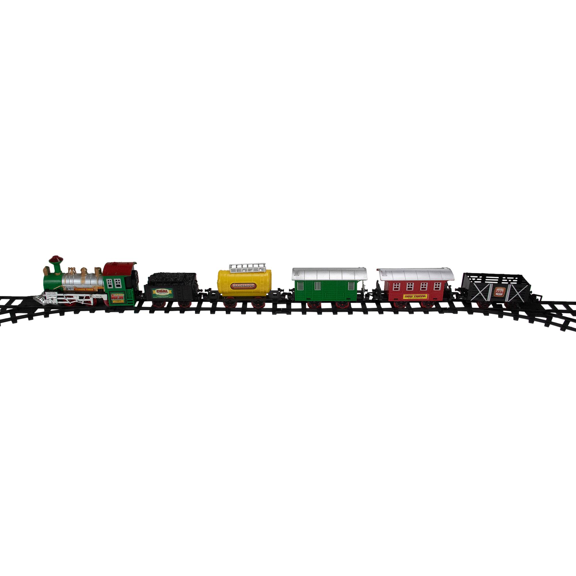 Northlight - Animated Christmas Classic Model Train Set with Sound - and Green - 18-Piece - Black