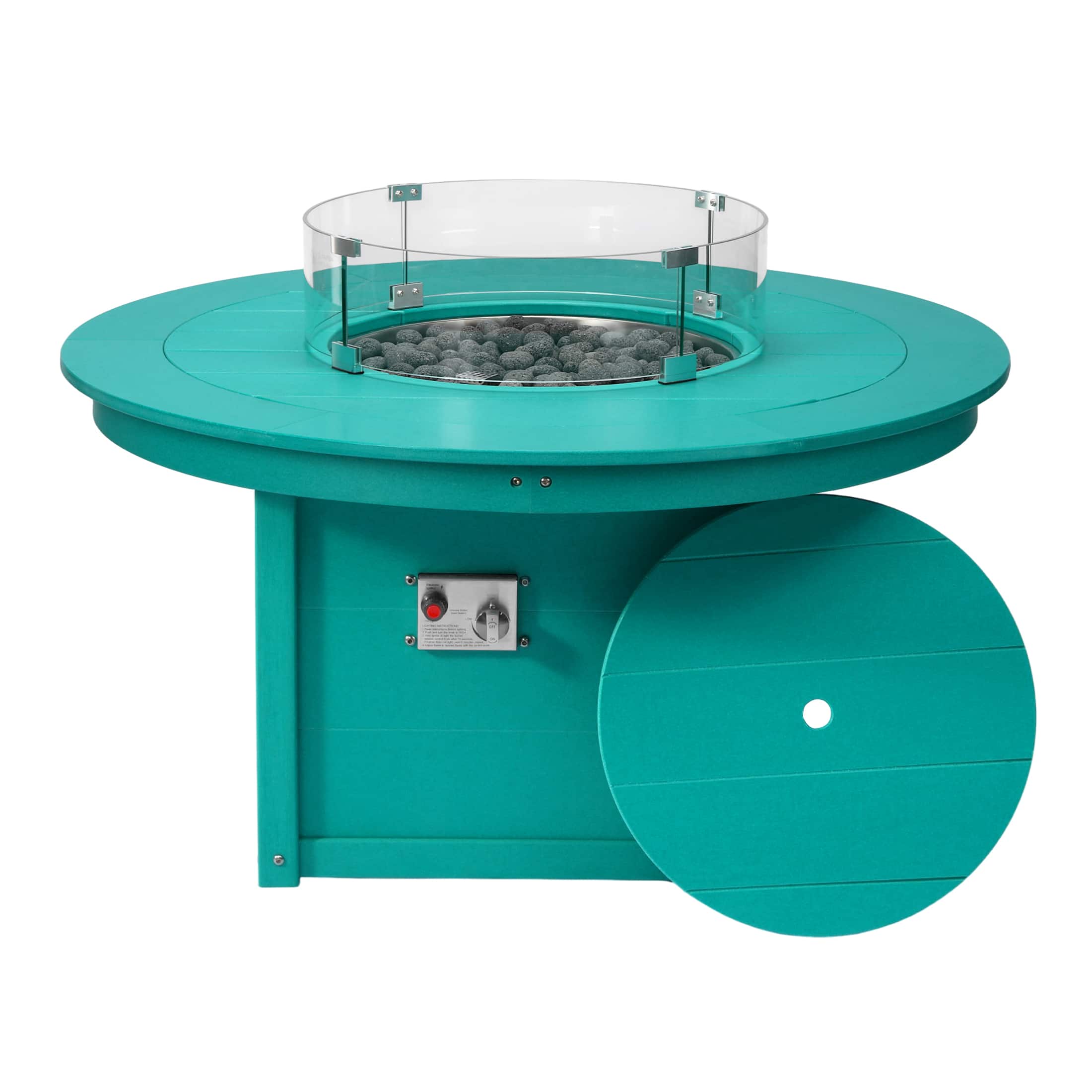 "WestinTrends - Helios 47"" Modern Outdoor 55,000 BTU Patio Propane Round Fire Pit Table - Turquoise" price history on PriceWatchPro