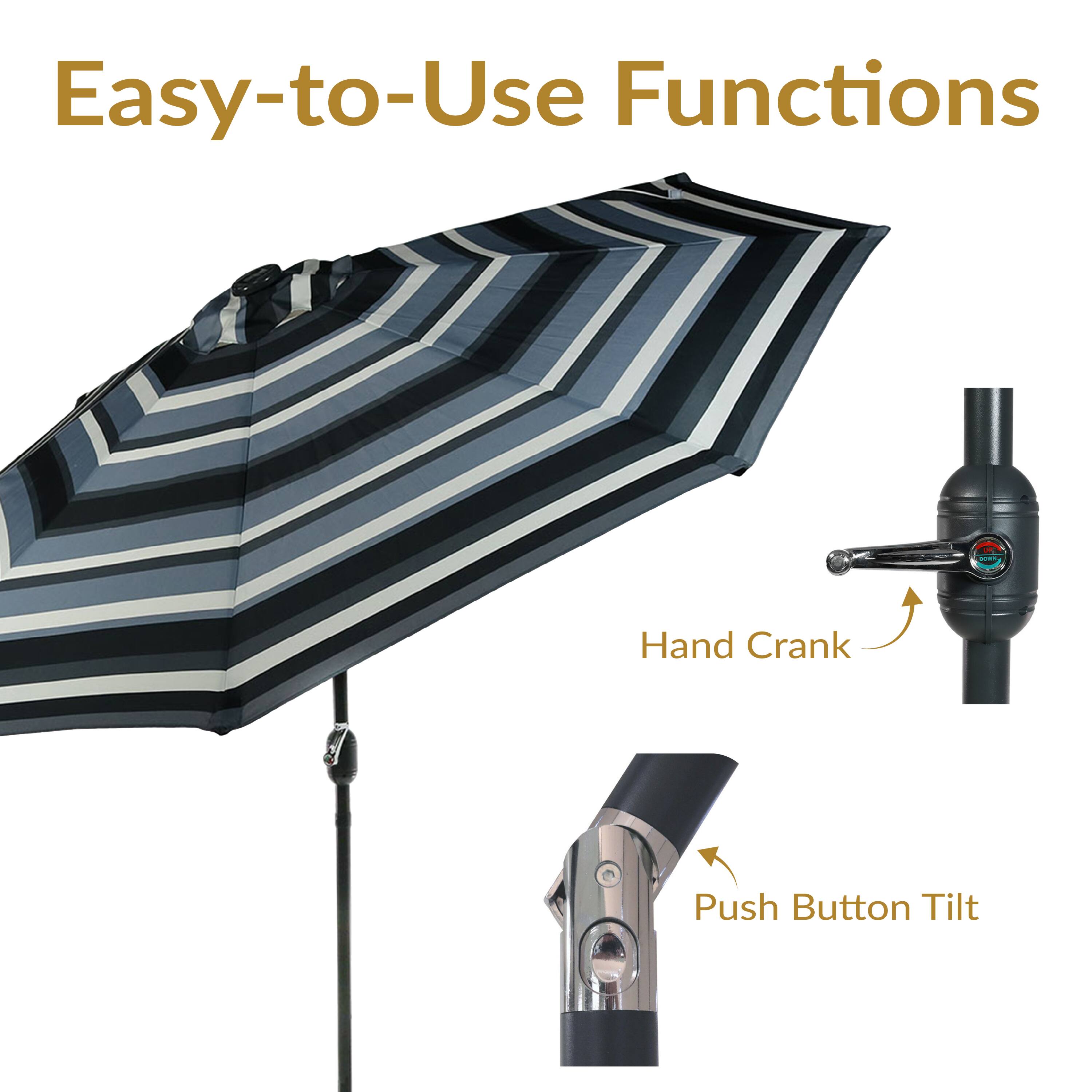 Easy-to-Use Functions

- Hand Crank
- Push Button Tilt
