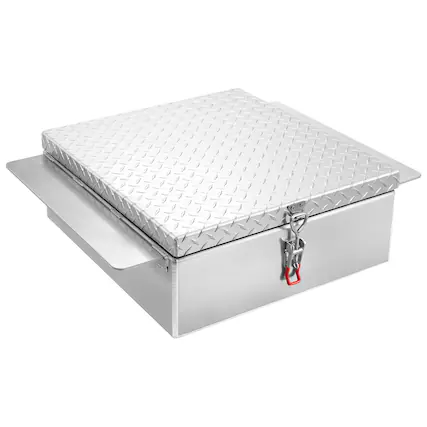 Front. VEVOR - Truck Bed Tool Box,Heavy Duty Aluminum Tool Box with Diamond Plate,Storage Toolbox Chest Organizer Supports up to 220lbs - Silver.