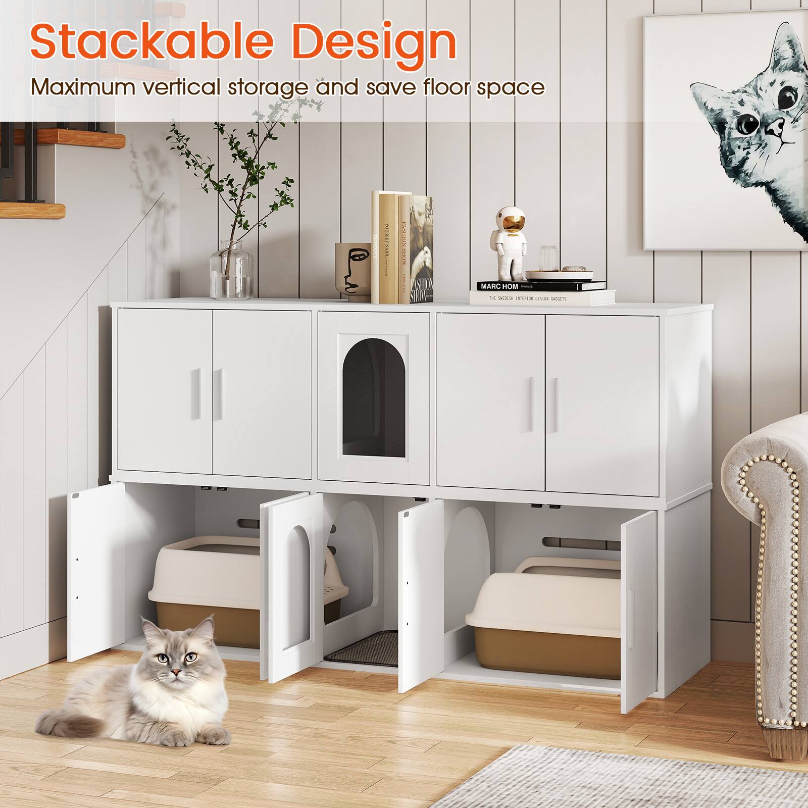 Stackable Design  
Maximum vertical storage and save floor space