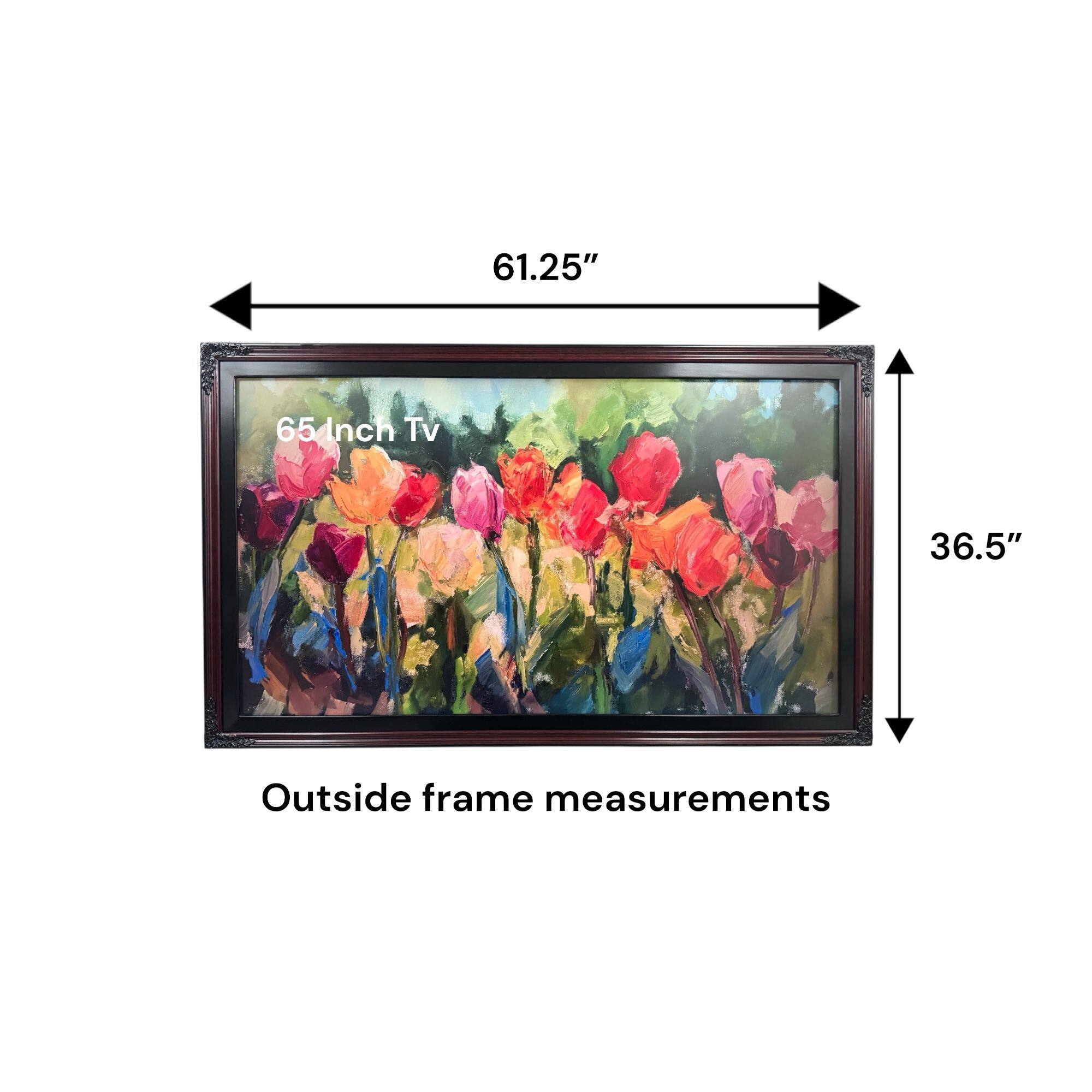 61.25" 65 Inch TV 36.5" Outside frame measurements