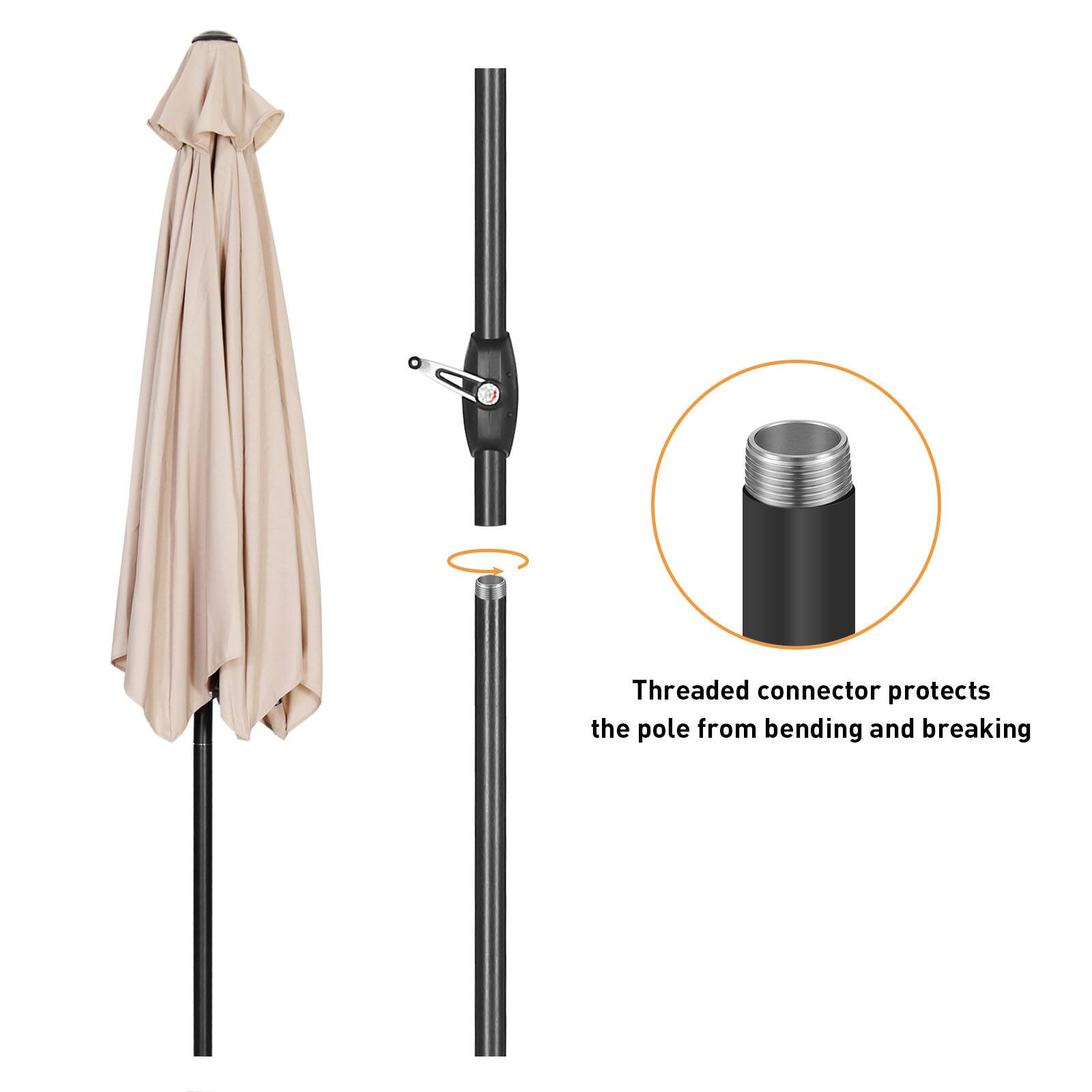 Threaded connector protects the pole from bending and breaking