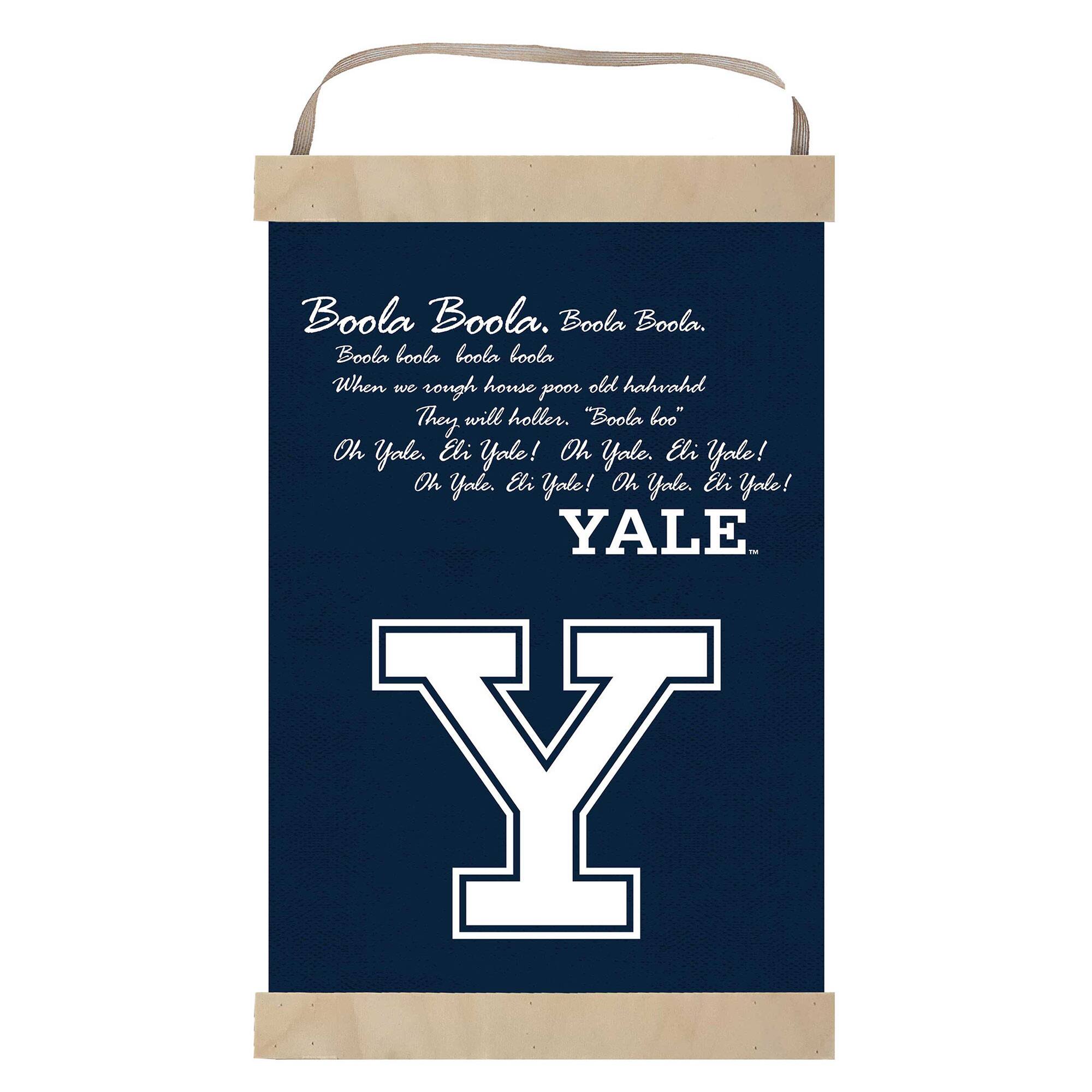 Boola Boola. Boola Boola. Boola boola boola boola  
When we rough house poor old hahvahd  
They will holler. "Boola boo"  
Oh Yale, Eli Yale!  
Oh Yale, Eli Yale!  
Oh Yale, Eli Yale!  
Oh Yale, Eli Yale!  
YALE