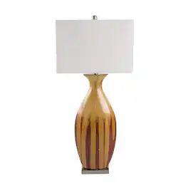 HOMLUX - 36.00 in. Yellow Ceramic Table Lamp Integrated LED Desk Lamps for Living Room
