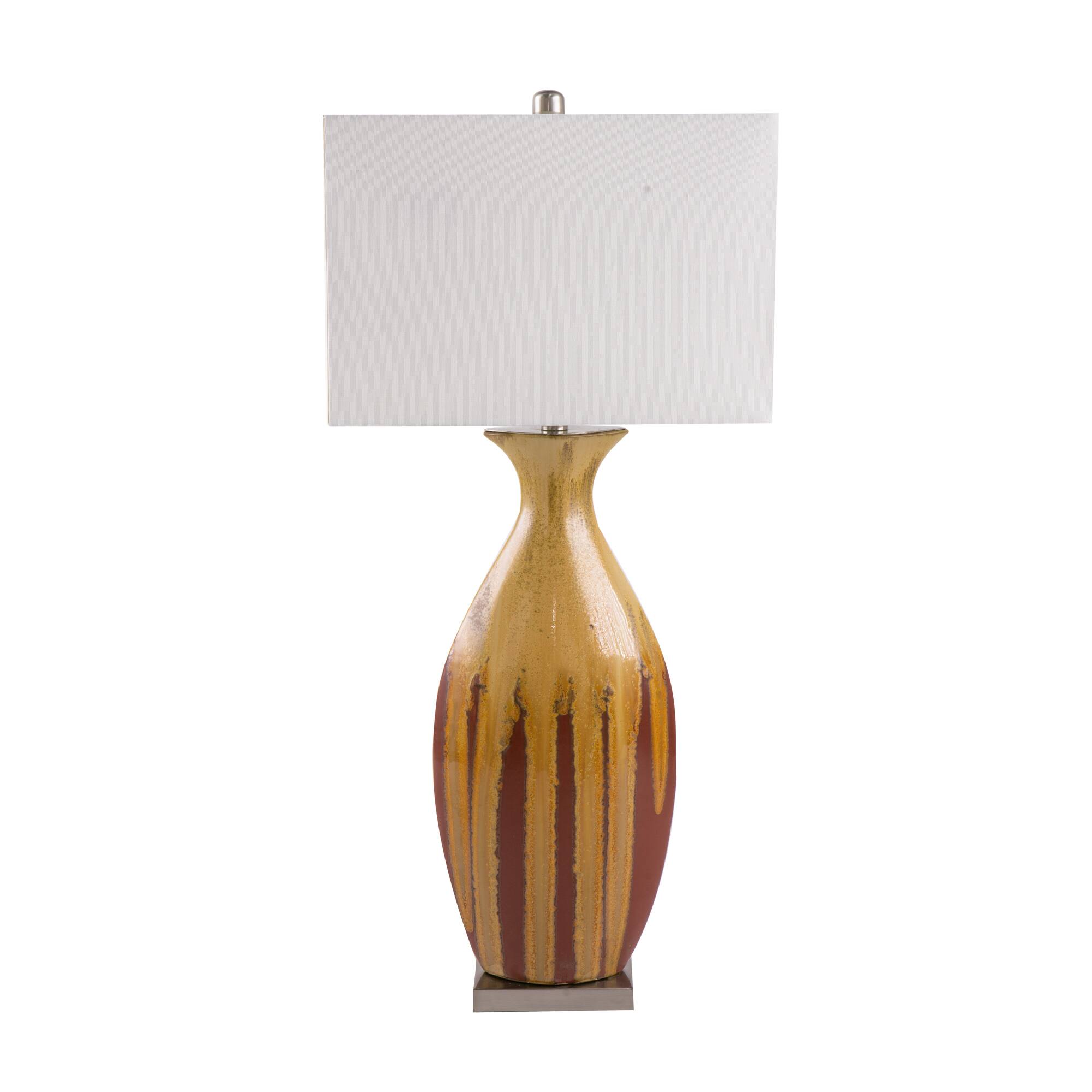 Front. HOMLUX - 36.00 in. Yellow Ceramic Table Lamp Integrated LED Desk Lamps for Living Room.