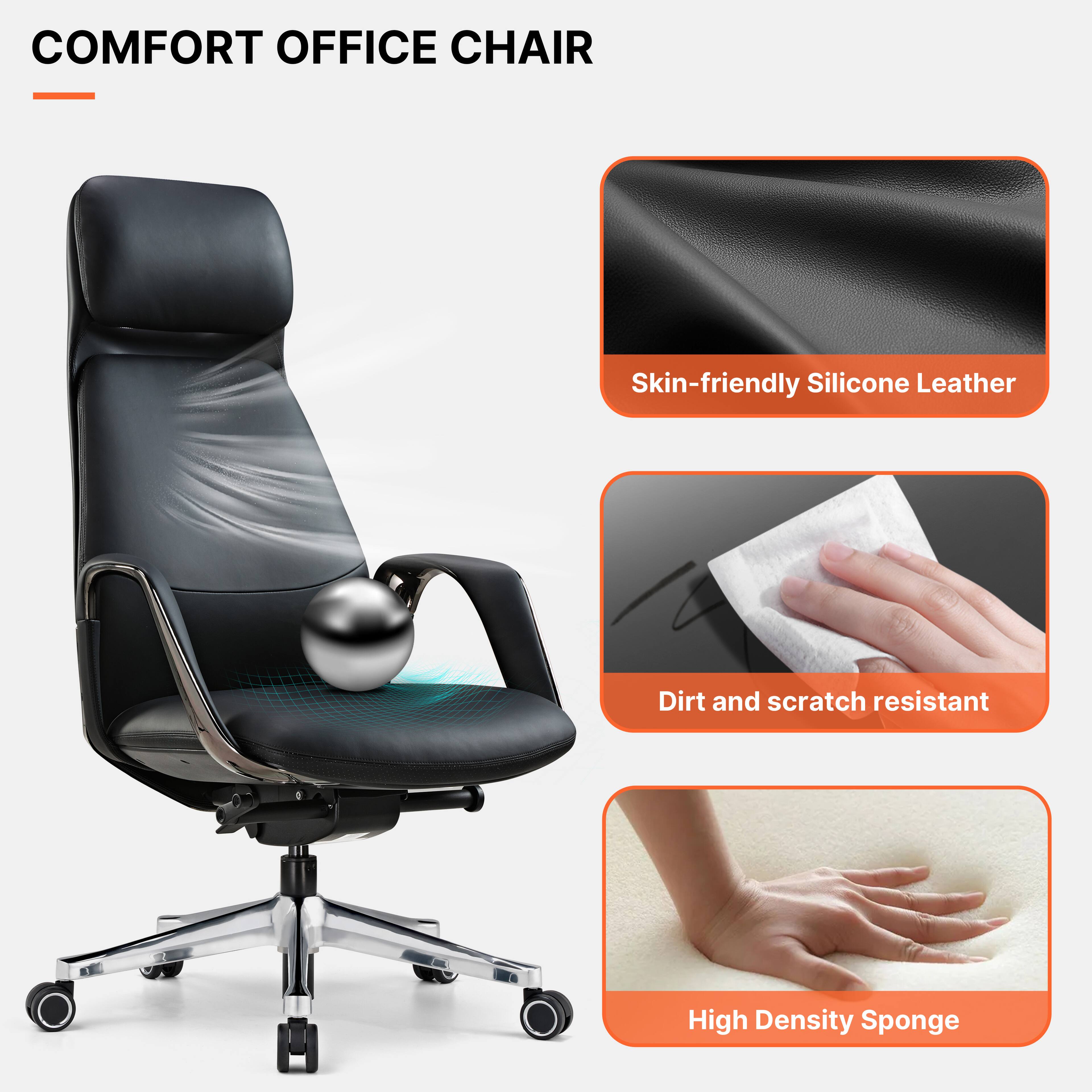 COMFORT OFFICE CHAIR

- Skin-friendly Silicone Leather
- Dirt and scratch resistant
- High Density Sponge