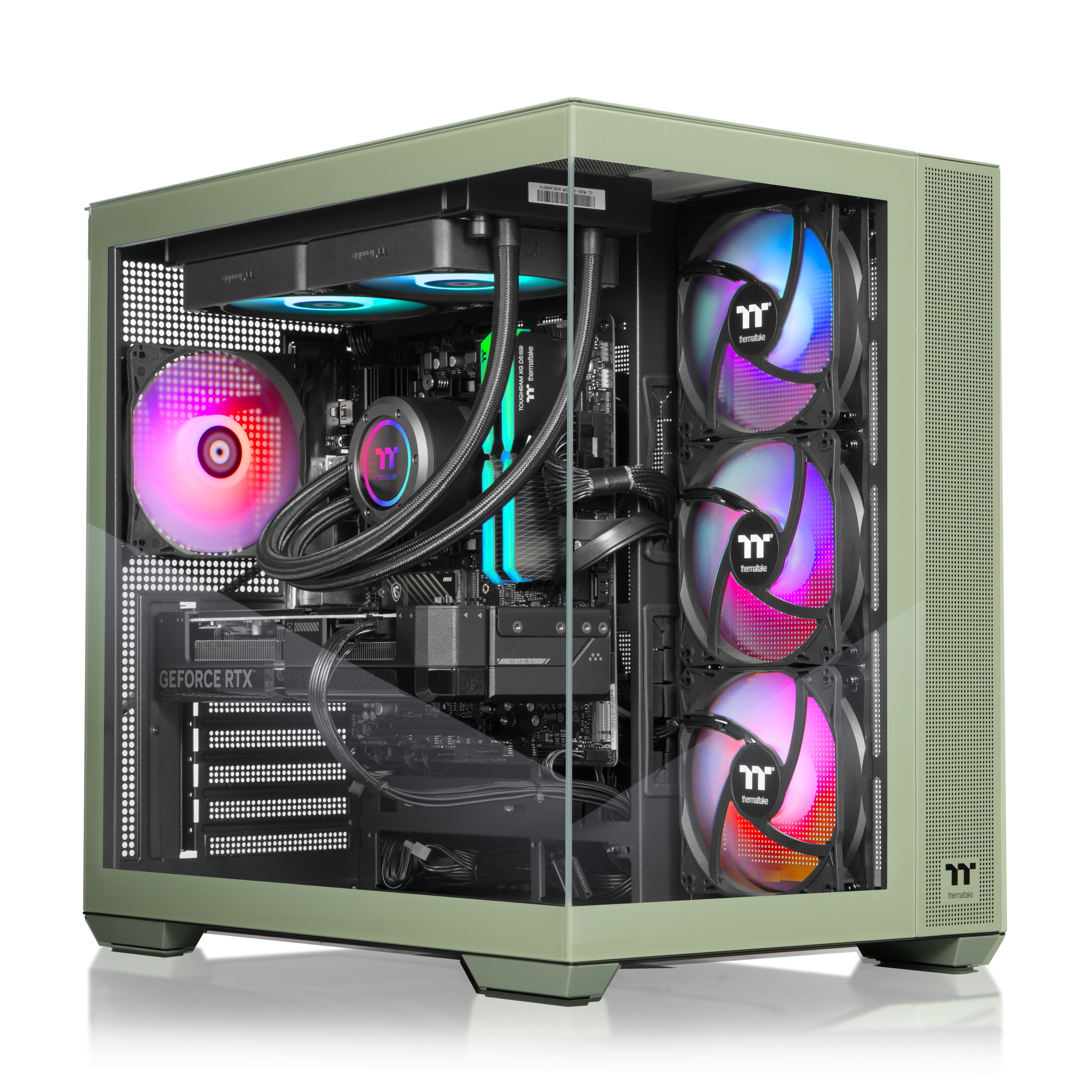 Thermaltake - LCGS View 9770M-380 Gaming Desktop AMD Ryzen™ 7, 32GB RGB Memory, NVIDIA GeForce RTX 5070, 1TB SSD NVMe M.2, Wifi - Matcha