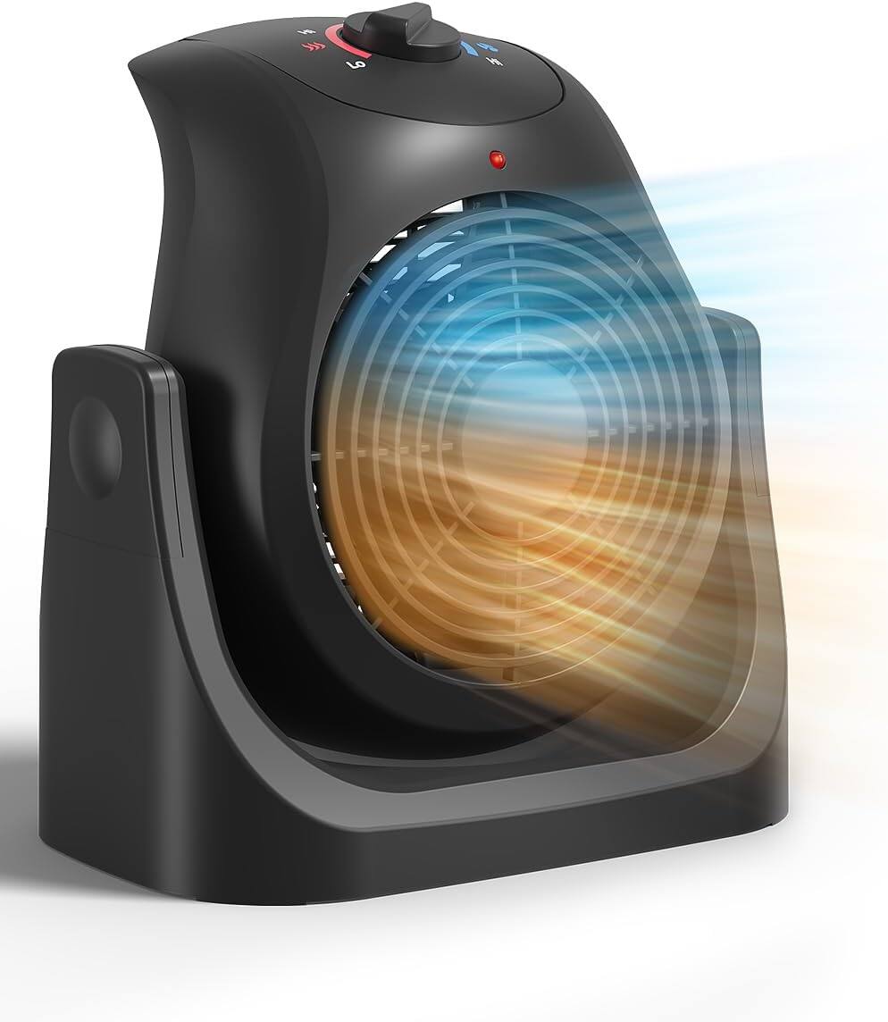Front. Yardgrace - 2-in-1 Portable Heater Fan Desk Air Circulator 45 Tilt 2 Speeds 1500W Overheat Protection Small Home Office Black - Black.