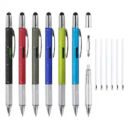 Unique Bargains - 48pcs 6 in 1 Multitool Tech Tool Pen with Ballpoint Pen, Ruler, Screwdriver, Stylus, Level Gauge, Refills for Christmas - Multicolor