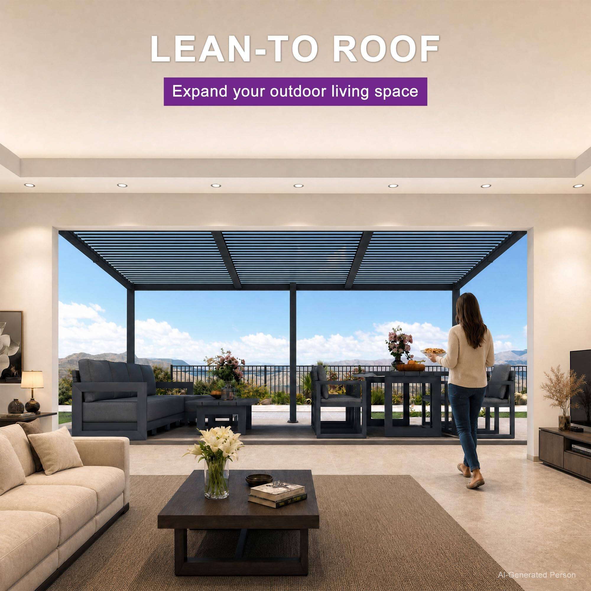 LEAN-TO ROOF  
Expand your outdoor living space  

AI-Generated Person