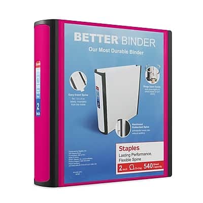 "Staples - 2"" 3-Ring Better Binder, D-Ring - Pink" price history on PriceWatchPro