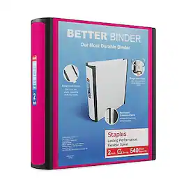 Staples - 2" 3-Ring Better Binder, D-Ring - Pink