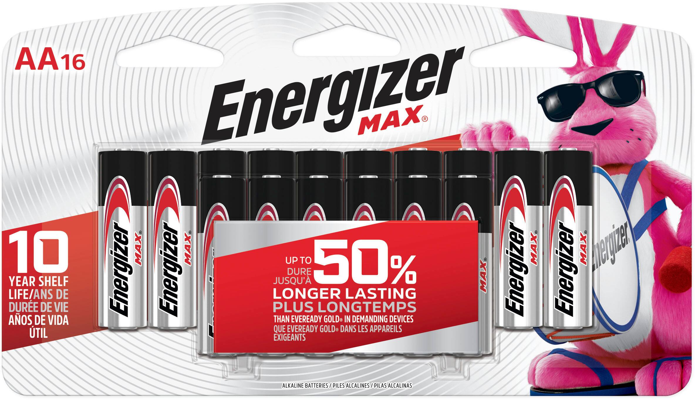 Alt View 1. Energizer - MAX AA Batteries (16 Pack), Double A Alkaline Batteries - Silver.
