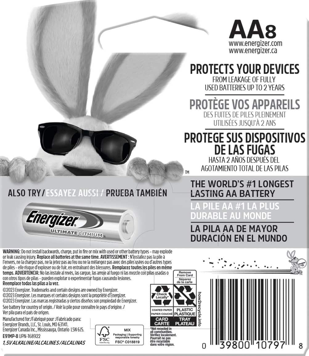 Alt View 1. Energizer - MAX AA Batteries (8 Pack), Double A Alkaline Batteries - Silver.