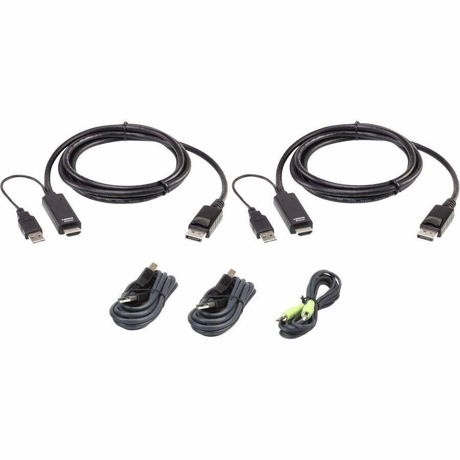 Alt View 3. Aten Technology - 4-Port USB DisplayPort/HDMI Dual Display Universal Secure KVM Switch Kit [PSD PP v4.0 Compliant] - Black.