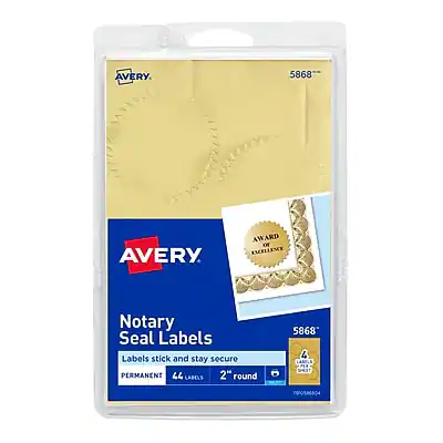 AVERY
5868
AWARD OF EXCELLENCE
Notary Seal Labels
Labels stick and stay secure
PERMANENT
44 LABELS
2" round
5868