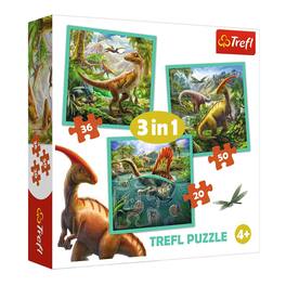Trefl - Preschool 3 in 1 Puzzle - The Extraordinary World of Dinosaurs