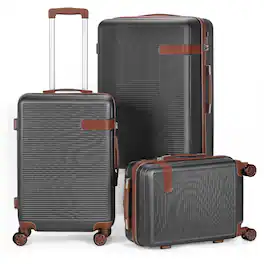 Oumilen - 3 Piece Luggage Set – 20" + 24" + 28" ABS+PC Hardshell Suitcases, Spinner Wheels with TSA Lock - Gray