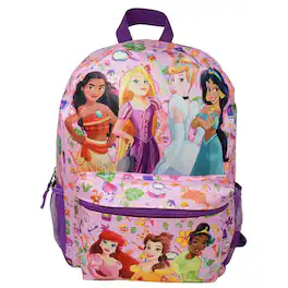 UPD - Disney Princess 16" Nylon School Backpack With 2 Mesh Side Pockets and 1 Small Front Pocket - Multicolored