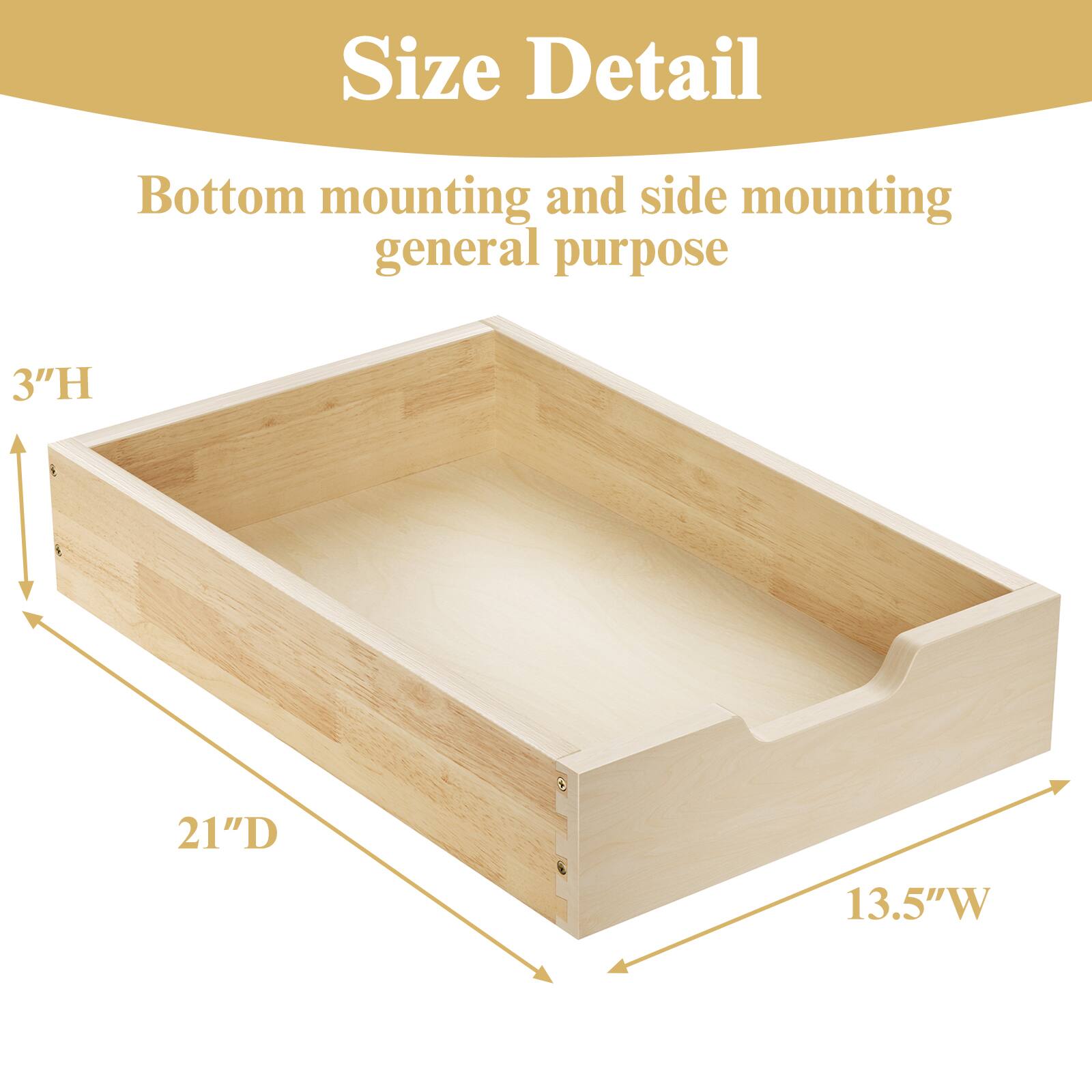 Size Detail

Bottom mounting and side mounting general purpose

3"H  
21"D  
13.5"W