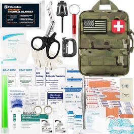 PARKER SLATER - 200 PCS First Aid & Survival Kit, IFAK, Molle Pouch, Camping, Hiking, Outdoor Emergency - Camouflage