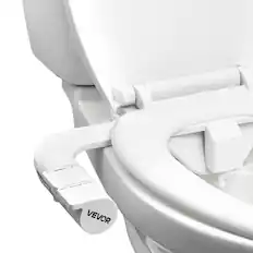 Front. VEVOR - Bidet Attachment for Toilet, Self-Cleaning Bidet Toilet Seat Attachment - Dual Retractable Nozzles - Black & White.