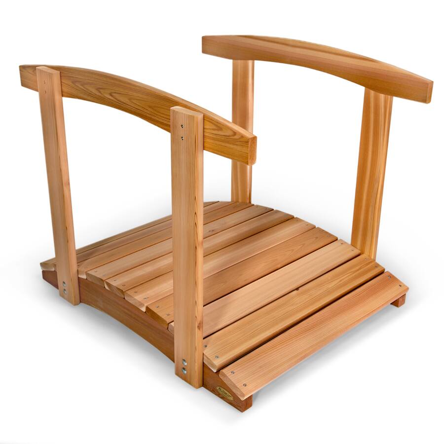 Garden Path Rails All Things Cedar Wooden Bridge, Garden Walkway with Side Rails, 3 Ft ...