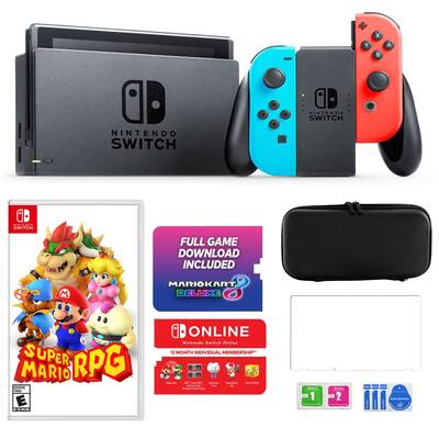 Switch with MarioKart 8 Bundle with Mario RPG & Accessories