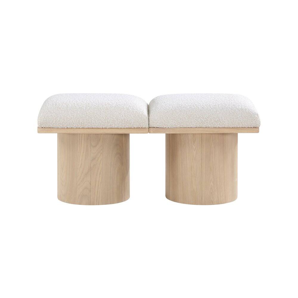 Alt View 1. Meridian Furniture - Pavilion Cream Boucle Fabric Bench - Beige.