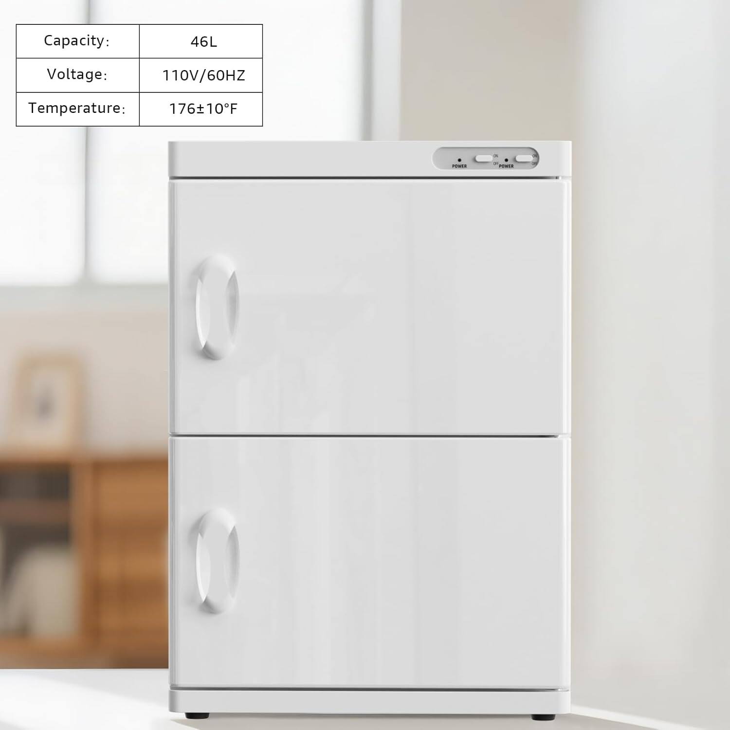 Capacity: 46L  
Voltage: 110V/60HZ  
Temperature: 176±10°F