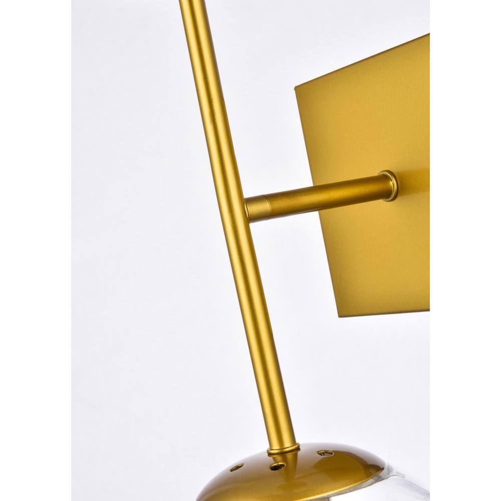 Alt View 1. Living District - Neri 2 lights brass and clear glass wall sconce - Brass And Clear.