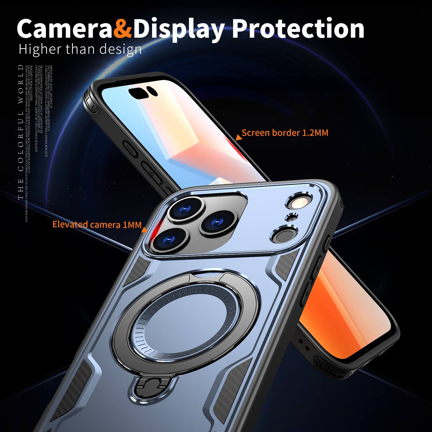 Camera & Display Protection  
Higher than design  

Screen border 1.2MM  
Elevated camera 1MM