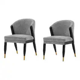 Manhattan Comfort - Ola Modern Wood Chenille Dining Chair - Set of 2 - Gray