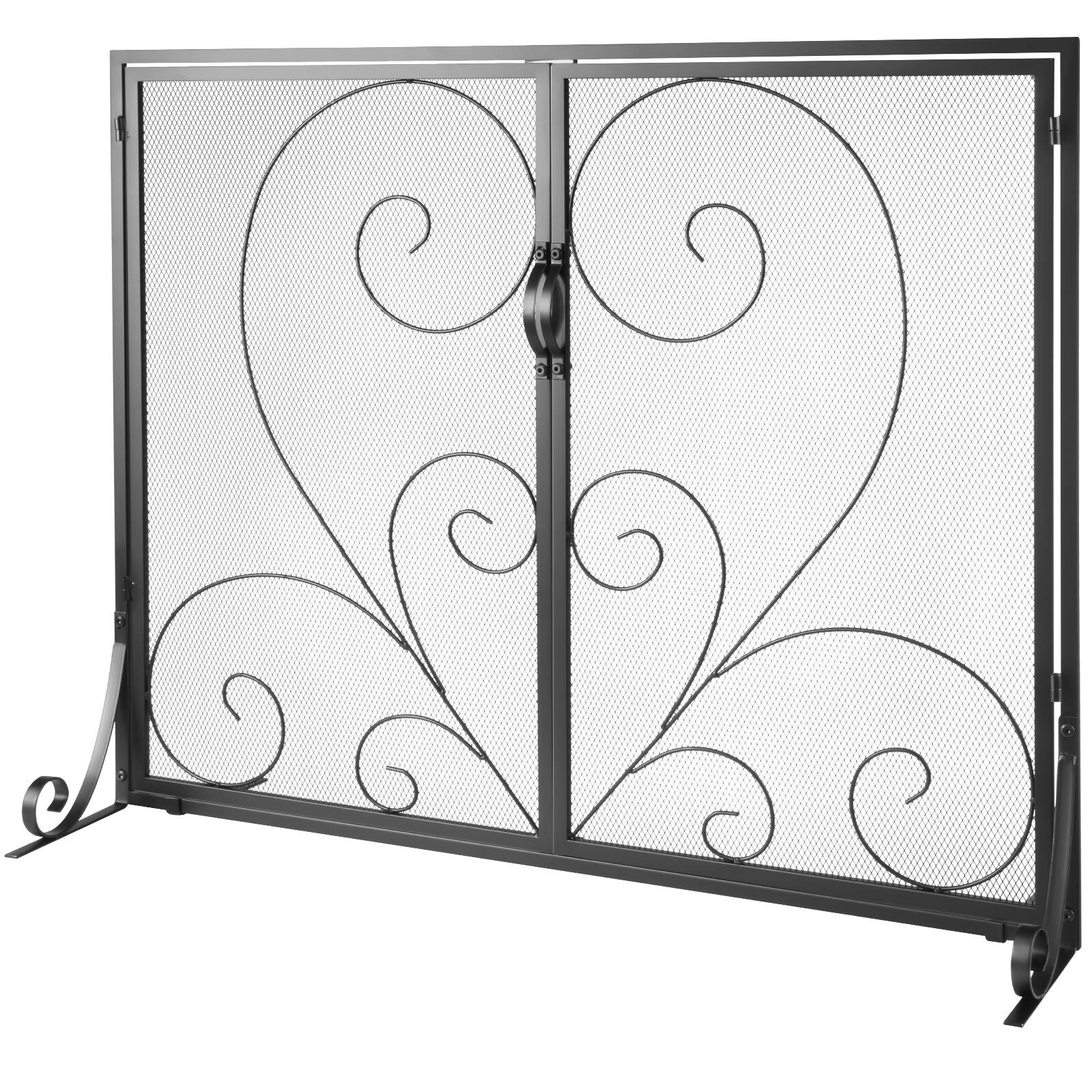 Alt View 5. VEVOR - Fireplace Screen 1 Panel with Door, Sturdy Iron Mesh Fireplace Screen, 39"(L) x31.6"(H) Spark Guard Cover - Black.