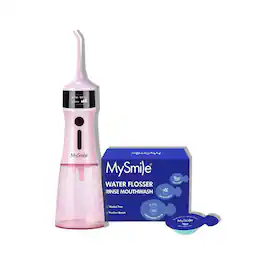 MySmile - LP221 Cordless UVC Sterilizable Water Flosser with 30 Concentrate Mouthwash Pods Bundle - Pink
