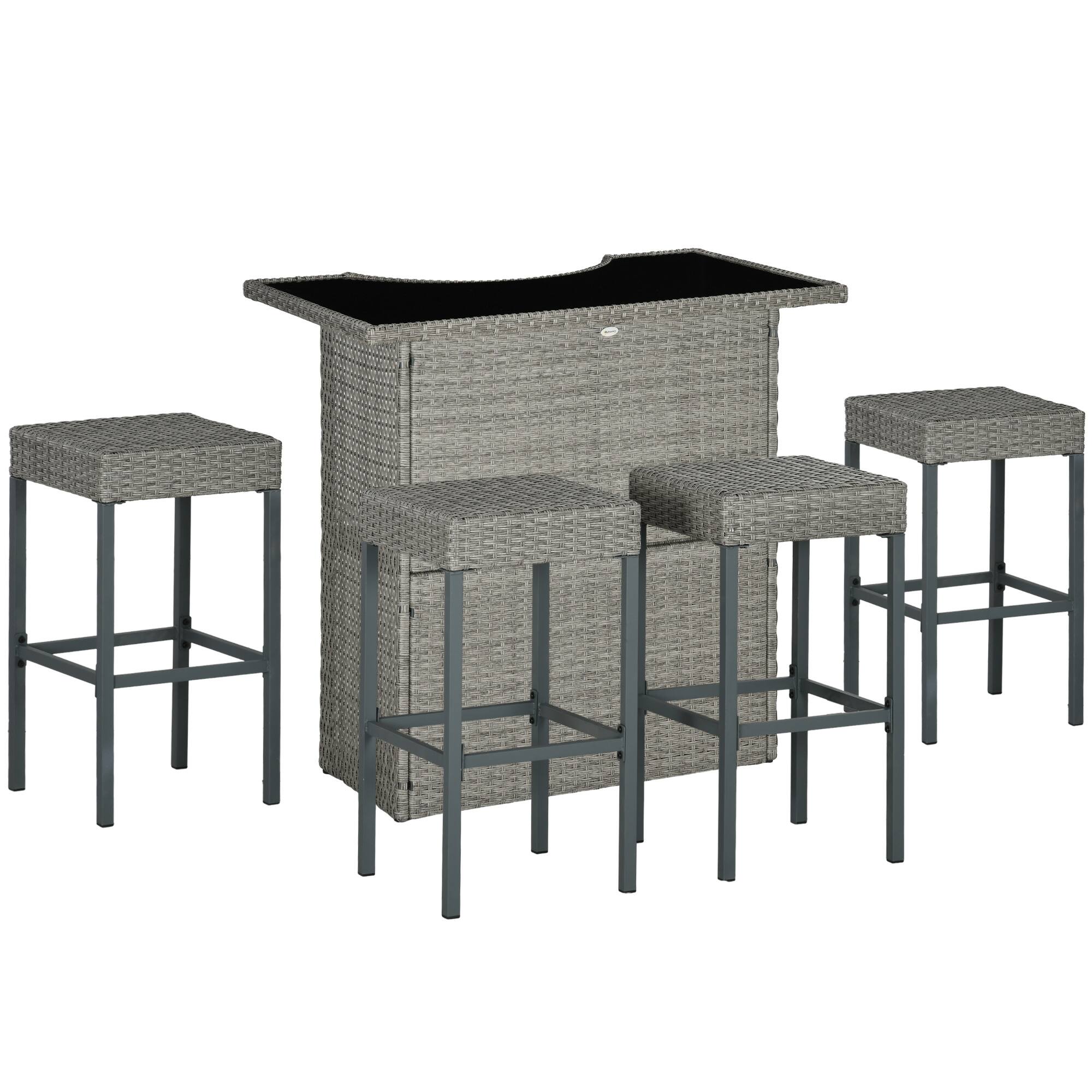 Outsunny - Piece Rattan Wicker Bar Set, High Top Outdoor Table and Chairs, Bar Height Patio Set - Gray price history on PriceWatchPro