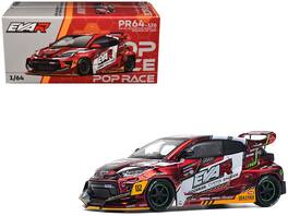 Pop Race - Toyota Goodride GR Yaris RHD (Right Hand Drive) EVA RT Production Model-02 with Graphics 1/64 - Red Metallic