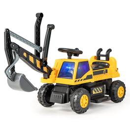 SlickBlue - Kids Ride-On Bulldozer with Front Digger Shovel and Realistic Controls - Black/Yellow
