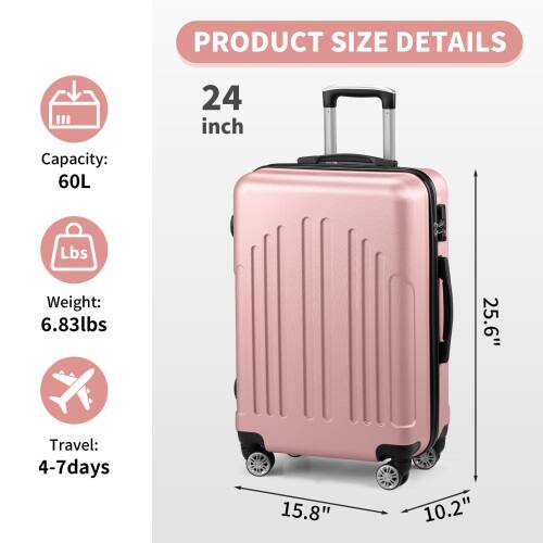 PRODUCT SIZE DETAILS

24 inch  
Capacity: 60L  
Weight: 6.83lbs  
Travel: 4-7 days  

25.6"  
15.8"  
10.2"