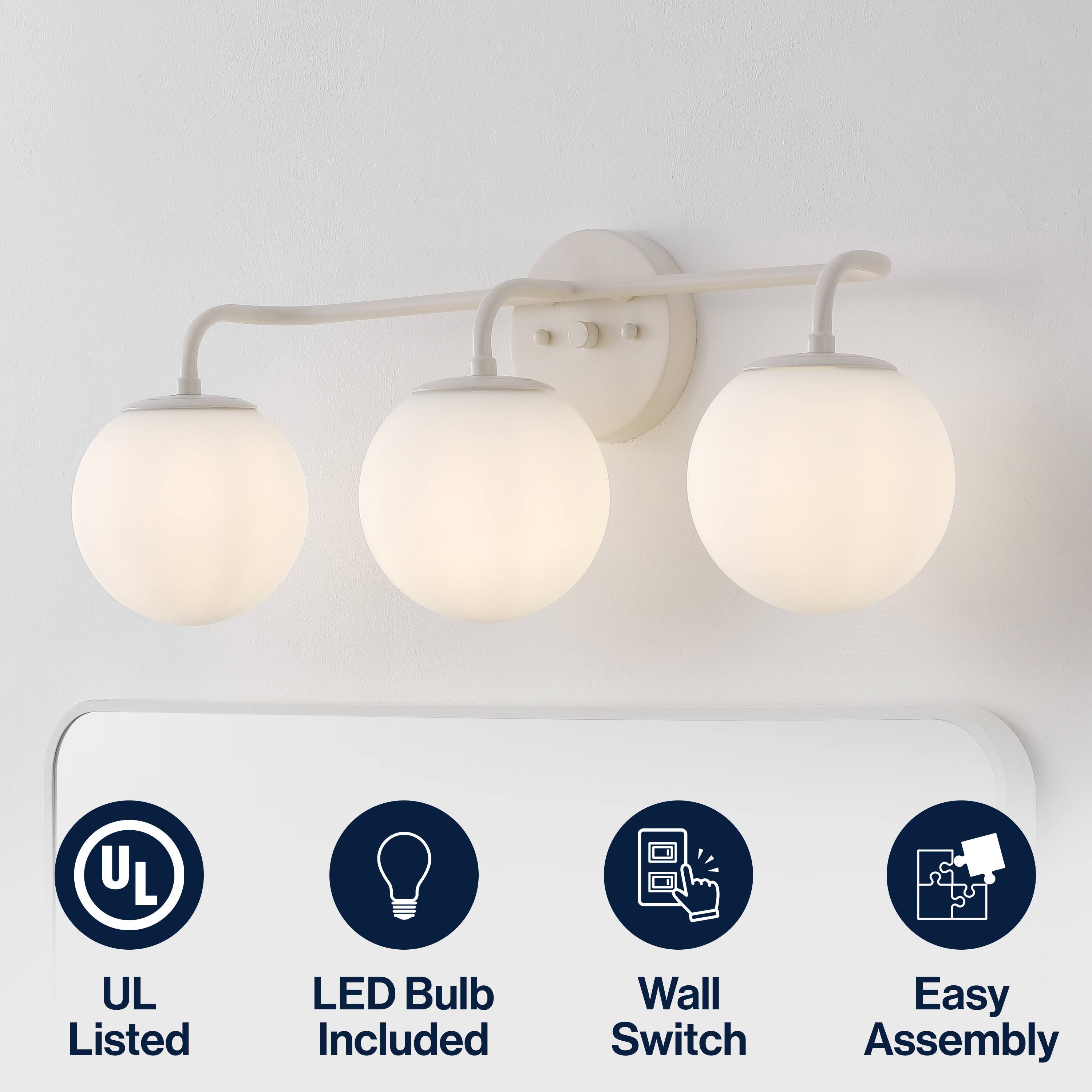- UL Listed
- LED Bulb Included
- Wall Switch
- Easy Assembly