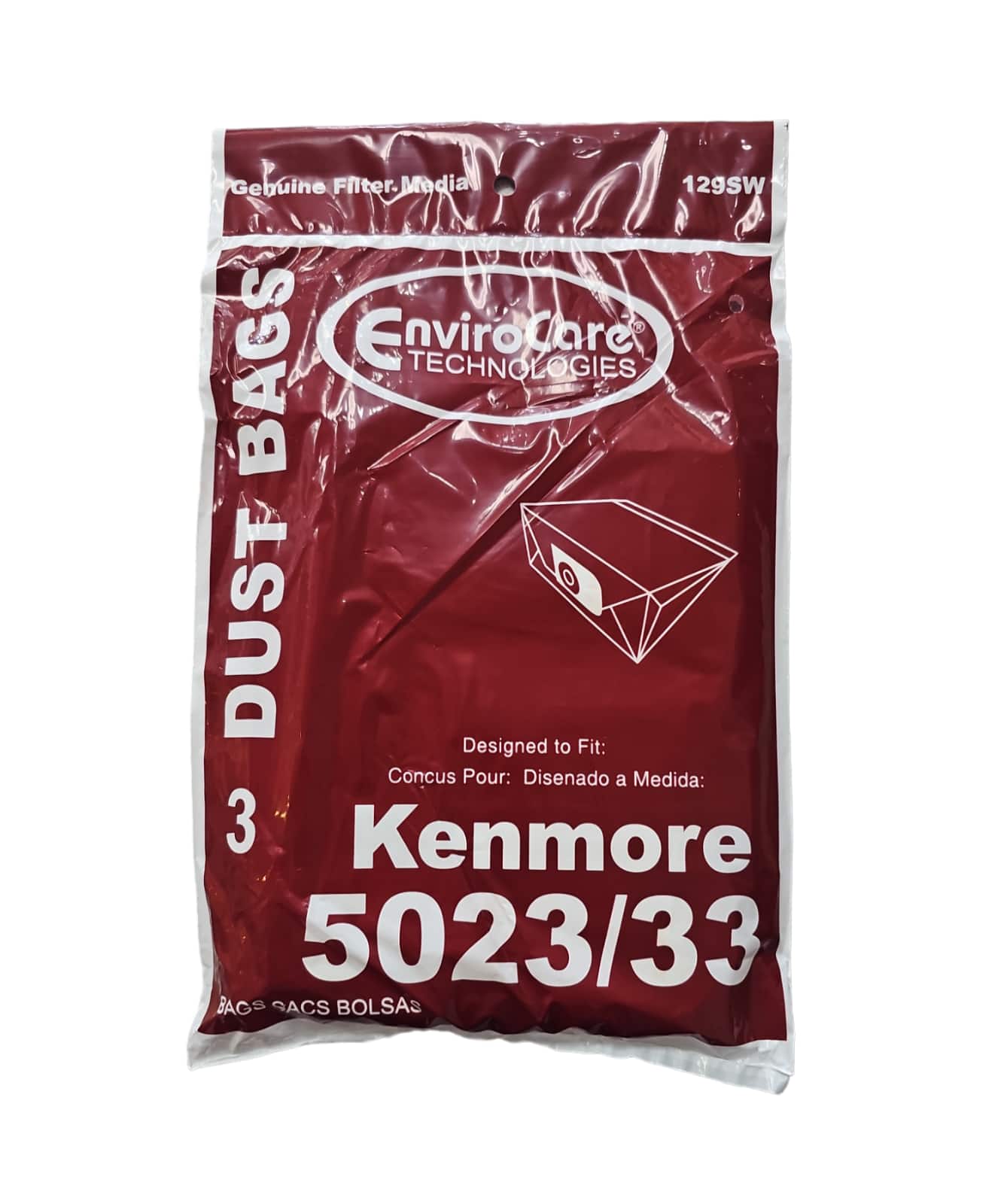 Genuine Filter Media

Envirocare Technologies

DUST BAGS

Designed to Fit: Concus Pour: Diseñado a Medida: Kenmore 5023/33

3 BAGS SACS BOLSAS

129SW